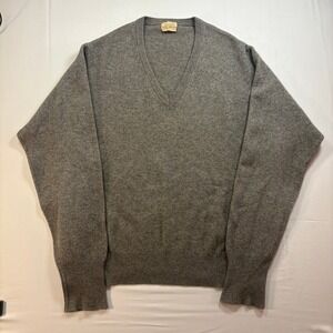 Vintage Gimbel Brothers Cashmere Sweater Mens 42 Gray V-Neck Made in Scotland
